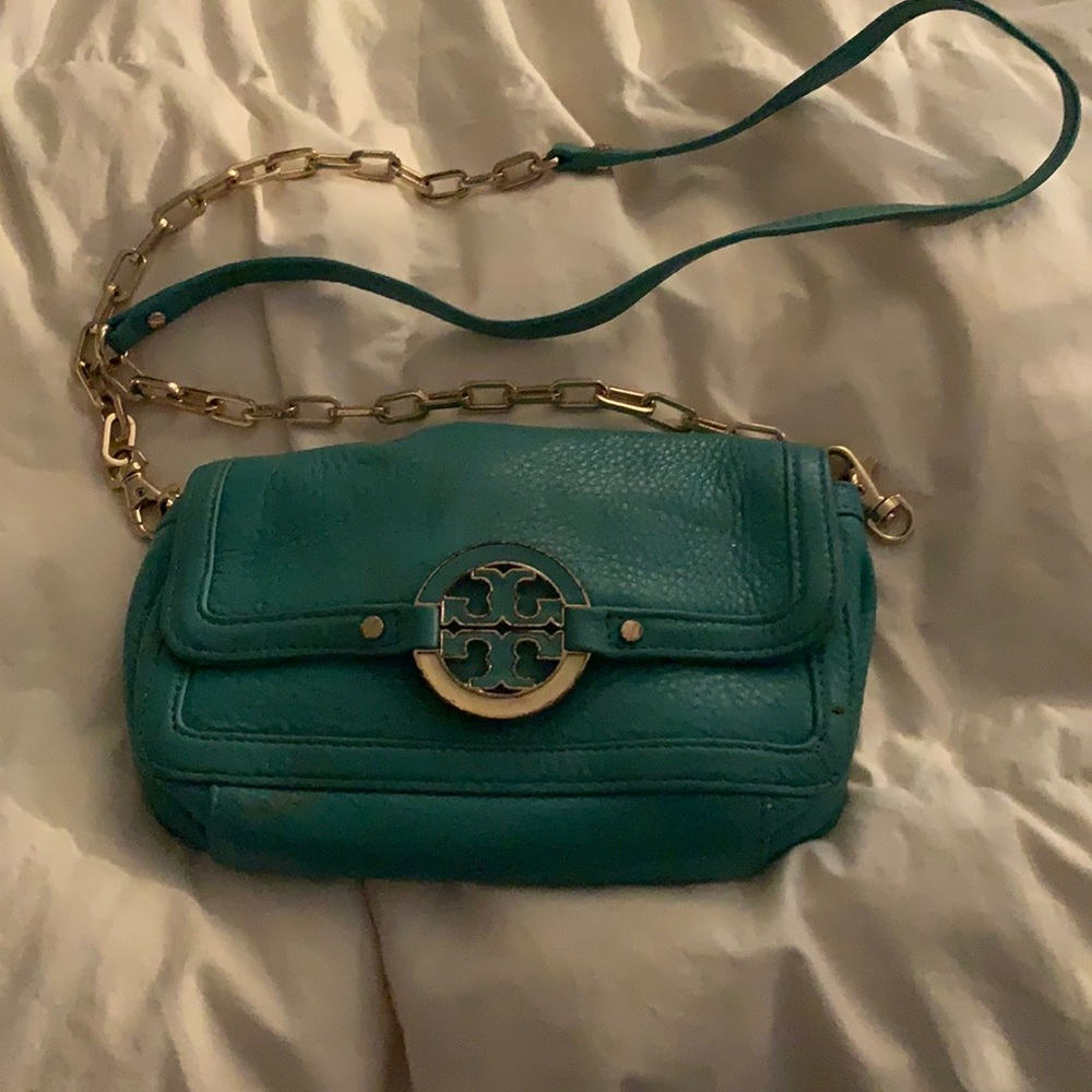 Tiffany blue and gold Tory Burch bag